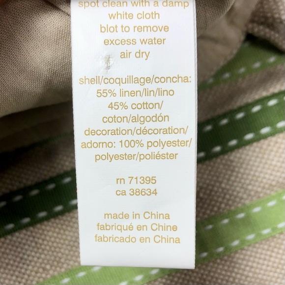 WEST ELM Linen Christmas Stocking Green Grosgrain Ribbon ~ “Steve” Monogram - Picture 7 of 11